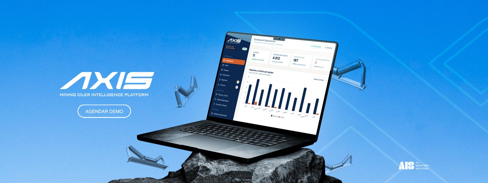 AXIS Mining Idler Intelligence Platform para gestión inteligente de polines, activos y monitoreo operacional minero