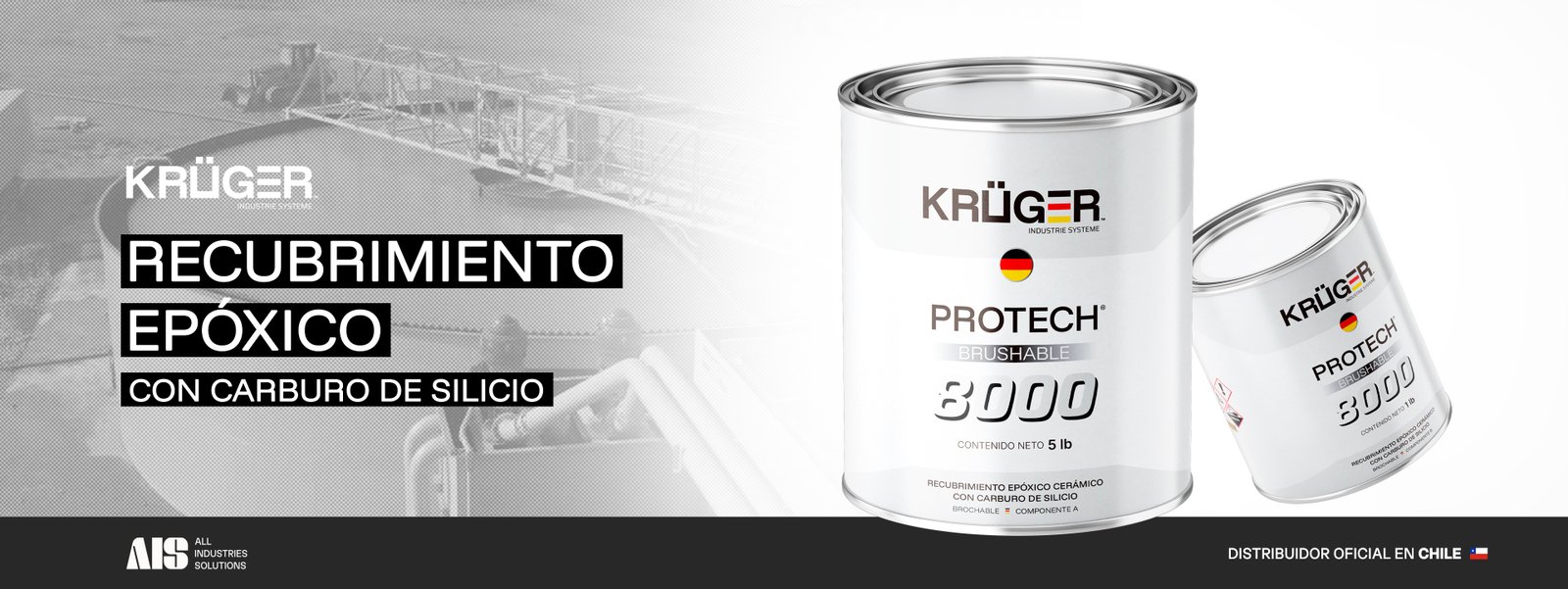 Krüger Protech Brushable 3000, recubrimiento epóxico con carburo de silicio para alta resistencia industrial